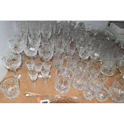 460 - A GROUP OF CUT CRYSTAL AND OTHER GLASS WARE, to include eight sets or part sets of drinking glasses,... 