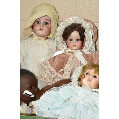 495 - A COLLECTION OF ASSORTED BISQUE HEAD DOLLS, to include a Kammer & Reinhardt Halbig doll marked 'K & ... 