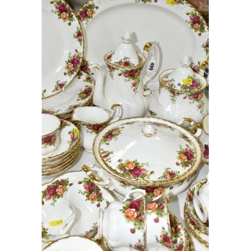 499 - A QUANTITY OF ROYAL ALBERT 'OLD COUNTRY ROSES' PATTERN DINNERWARE, comprising a large meat plate, el... 