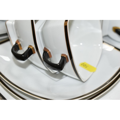 500 - A MODERN LIMOGES J.L. COQUET, PRÉLUDE COFFEE AND TEAWARE, with a black and gilt border, comprising a... 