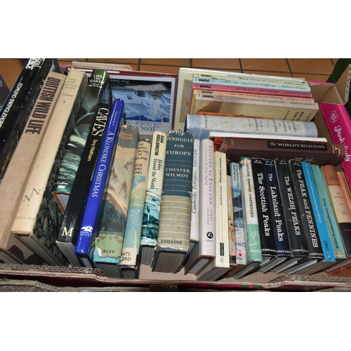 504 - SEVEN BOXES OF BOOKS, MAPS & MAGAZINES containing  over eighty-five book titles in hardback and pape... 