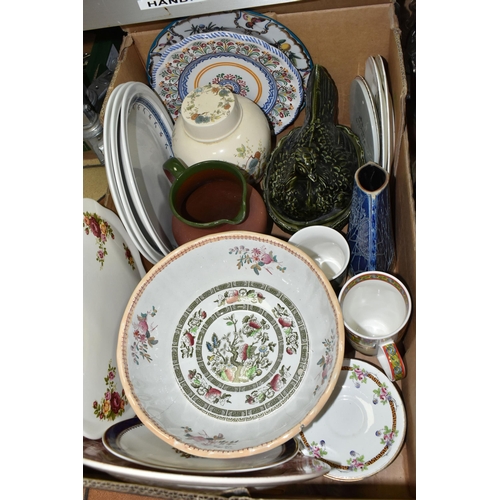 509 - FOUR BOXES AND LOOSE CERAMICS, GLASS AND SUNDRY ITEMS ETC, to include Royal Doulton 'Camelot' dinner... 