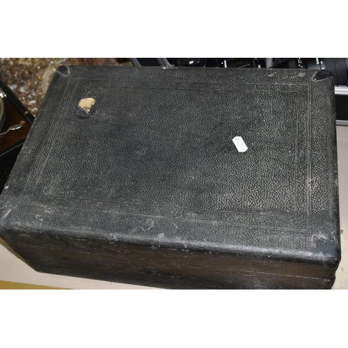 513 - TWO HMV GRAMOPHONES FOR SPARES OR REPAIR, comprising a C101G which appears to be largely complete an... 