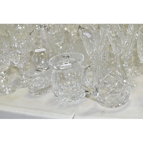 516 - A QUANTITY OF CUT GLASS WARES ETC, to include eleven decanters including a Stuart example, a gilt mo... 