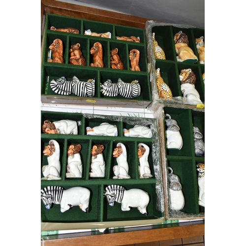 520 - A LARGE ABERCROMBIE & FITCH 'JUNGLE' CHESS SET, ceramic animals designed by Giuseppe Ronzan & Sons, ... 