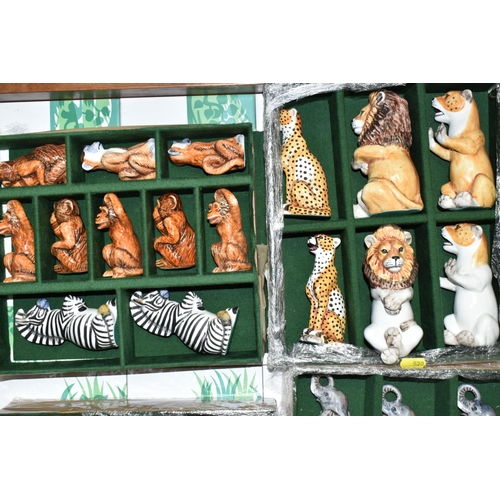 520 - A LARGE ABERCROMBIE & FITCH 'JUNGLE' CHESS SET, ceramic animals designed by Giuseppe Ronzan & Sons, ... 