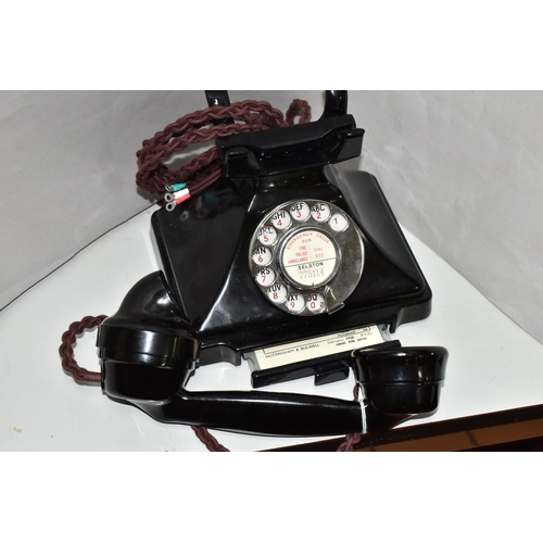 542 - A VINTAGE GPO TELEPHONE, type 332, version with drawer, with no. 164 handset, original braided cord,... 