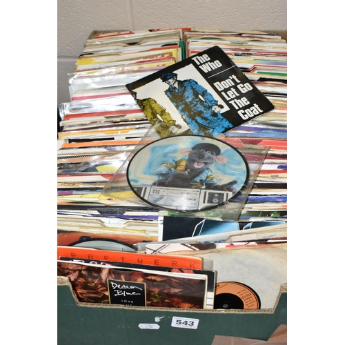 543 - A BOX OF VINYL SINGLES, approximately one hundred and eighty to two hundred records, artists to incl... 