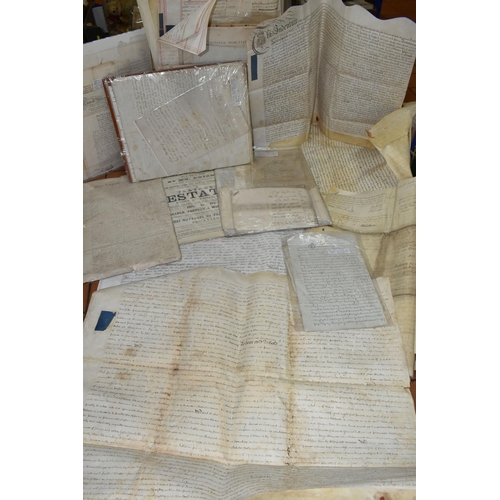 546 - INDENTURES, a large collection of documents dating from the 1740s - late 1800s and containing Deeds ... 