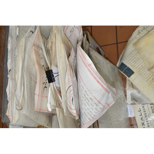 546 - INDENTURES, a large collection of documents dating from the 1740s - late 1800s and containing Deeds ... 