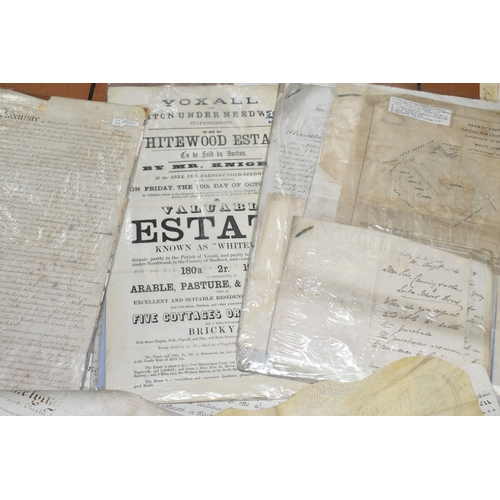 546 - INDENTURES, a large collection of documents dating from the 1740s - late 1800s and containing Deeds ... 