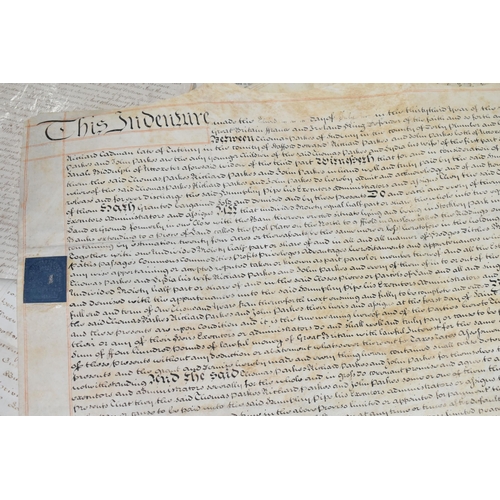 546 - INDENTURES, a large collection of documents dating from the 1740s - late 1800s and containing Deeds ... 