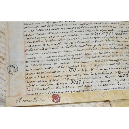 546 - INDENTURES, a large collection of documents dating from the 1740s - late 1800s and containing Deeds ... 