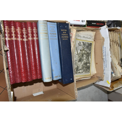 579 - THREE BOXES OF BOOKS & MAGAZINES comprising a large collection of The War Illustrated in two boxes s... 