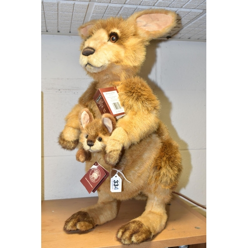 334 - CHARLIE BEARS BOUNCER AND SKIP KANGAROO AND JOEY, CB161678, designed by Isabelle Lee, jointed, in di... 