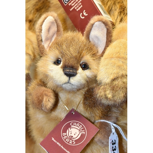 334 - CHARLIE BEARS BOUNCER AND SKIP KANGAROO AND JOEY, CB161678, designed by Isabelle Lee, jointed, in di... 