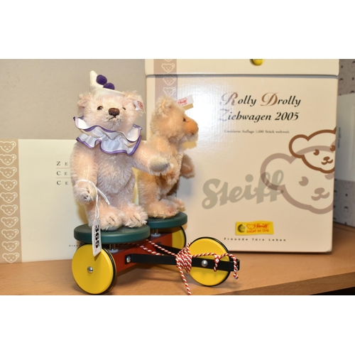 365 - A BOXED LIMITED EDITION STEIFF 'ROLLY DROLLY 2005' PULL ALONG, no 037634, pull along cart with inter... 