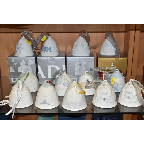 368 - THIRTEEN DECORATIVE LLADRO BELLS, comprising year bell 2001-2007 (2x 2004) and 2011-2013 together wi... 