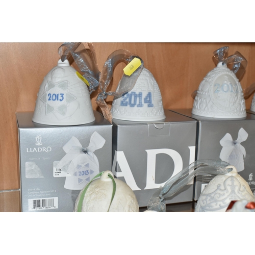 368 - THIRTEEN DECORATIVE LLADRO BELLS, comprising year bell 2001-2007 (2x 2004) and 2011-2013 together wi... 