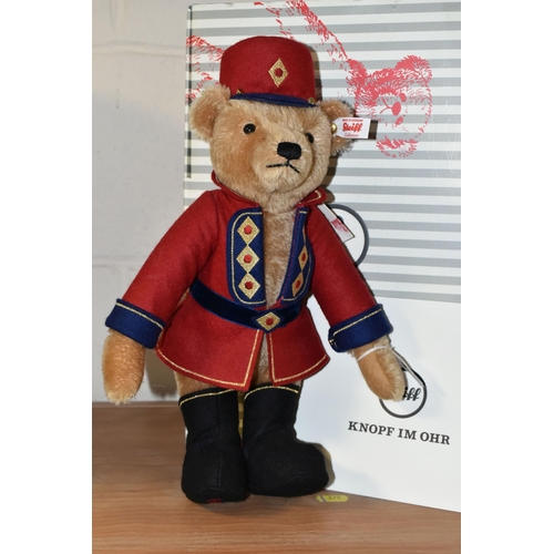 374 - A BOXED LIMITED EDITION STEIFF NUTCRACKER MUSICAL TEDDY BEAR, with mohair and cotton cinnamon 'fur',... 