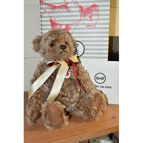 386 - A BOXED LIMITED EDITION STEIFF BRITISH COLLECTORS' TEDDY BEAR 2022, with a caramel mohair 'fur', gol... 