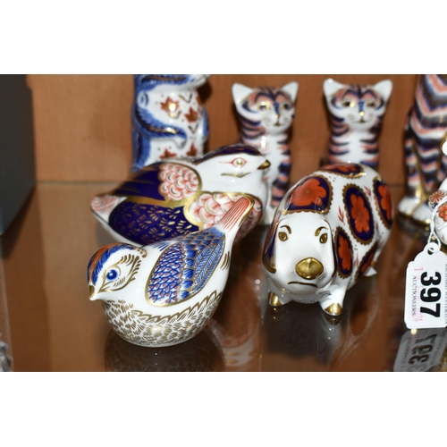 397 - A COLLECTION OF ROYAL CROWN DERBY IMARI PAPERWEIGHTS, comprising two Kittens introduced 1990, one ha... 