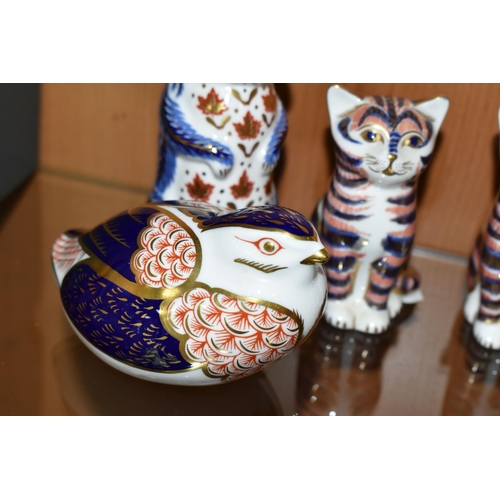 397 - A COLLECTION OF ROYAL CROWN DERBY IMARI PAPERWEIGHTS, comprising two Kittens introduced 1990, one ha... 