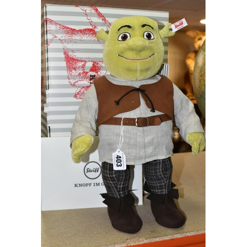 403 - A BOXED LIMITED EDITION STEIFF 'SHREK', with green mohair and cotton 'skin', gold coloured ear butto... 