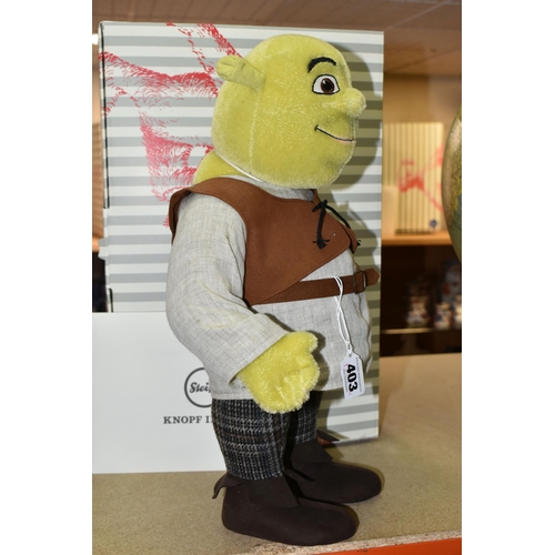 403 - A BOXED LIMITED EDITION STEIFF 'SHREK', with green mohair and cotton 'skin', gold coloured ear butto... 