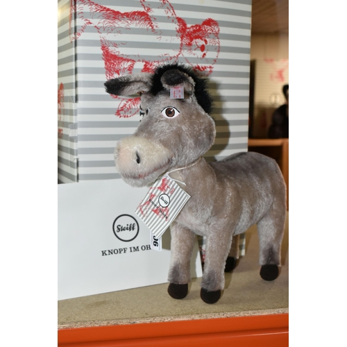 406 - A BOXED LIMITED EDITION STEIFF 'DONKEY FROM SHREK', with grey mohair and cotton 'hair', gold coloure... 