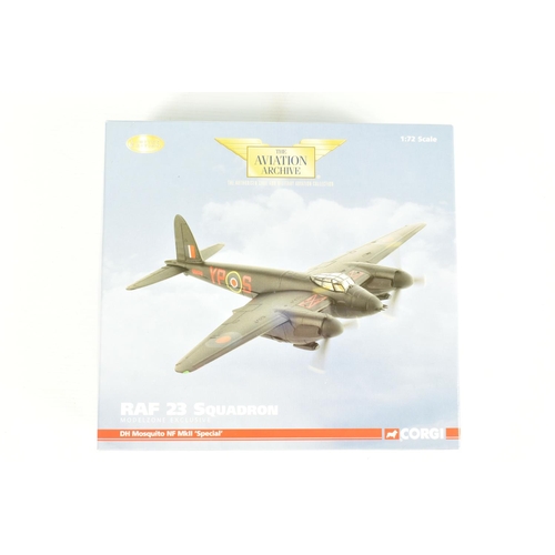 13 - FOUR LIMITED EDITION 1:72 SCALE CORGI AVIATION ARCHIVE DIECAST MODEL AIRCRAFTS, the first is a De Ha... 