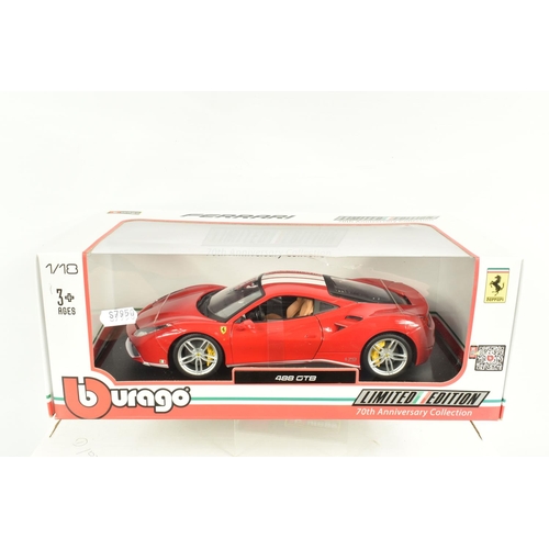 31 - SIX BOXED METAL DIECAST 1:18 SCALE MODEL FERRARIS, to include a Bburago 250 GTO 1962 in red, model n... 