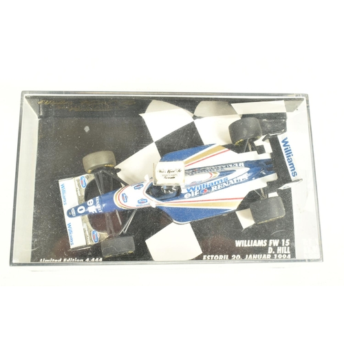 39 - SEVEN MINICHAMP  1.43 SCALE DIECAST MODELS, to includea Williams Renault FW16 Winner British GP July... 