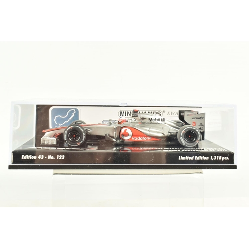 41 - EIGHT MINICHAMP 1.43 SCALE DIECAST MODELS, to include a a Vodafone McLaren Mercedes MP4-27 J Button ... 