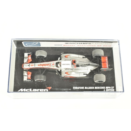 41 - EIGHT MINICHAMP 1.43 SCALE DIECAST MODELS, to include a a Vodafone McLaren Mercedes MP4-27 J Button ... 