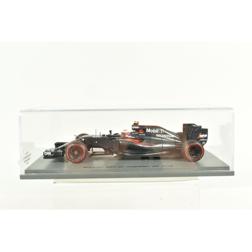 44 - SIX SPARK MODEL 1.43 SCALE DIECAST MODELS, to include a Vodafone McLaren Mercedes MP4-27 Australian ... 