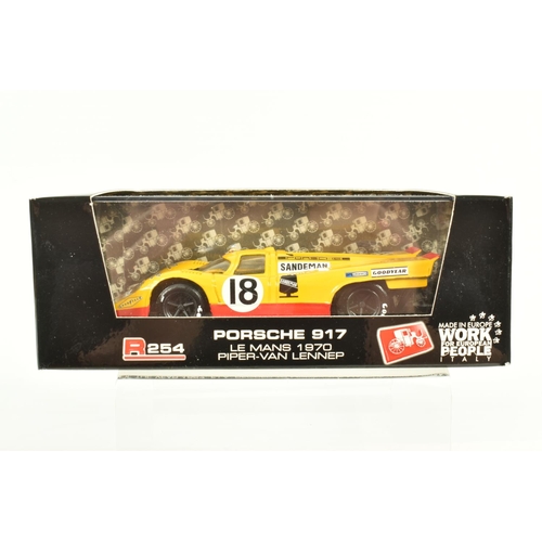 52 - SEVEN BOXED 1:43 SCALE METAL DIECAST MODEL RACE CARS, to include a Brumm Porsche 917 Porsche Salzbur... 