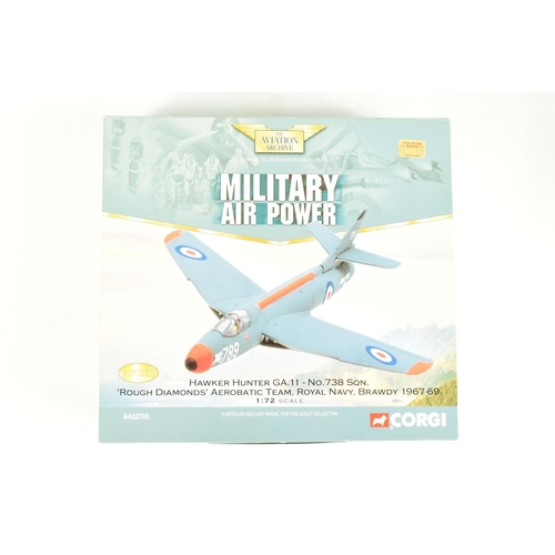 7 - FOUR BOXED 1:72 SCALE CORGI AVIATION MODEL MILITARY AIRCRAFTS, the first a limited edition Military ... 