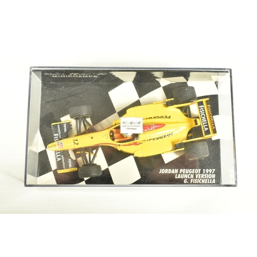 58 - SIX BOXED 1:43 SCALE MINICHAMPS AND HOT WHEELS DIECAST MODEL FORMULA 1 RACE CARS, to include a Minic... 