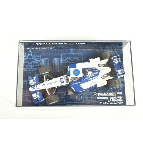 60 - FIVE BOXED DIECAST METAL RACING CARS, to include a PMA Minichamps 1:43 scale Williams F1 FW24 BMW no... 