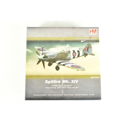 65 - FOUR BOXED 1:48 SCALE HOBBYMASTER AIR POWER SERIES DIECAST MODEL SPITFIRE AIRCRAFTS , to include a L... 