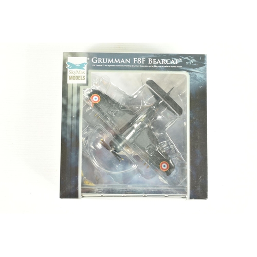 66 - SEVEN BOXED 1:72 SCALE SKY MAX DIECAST MODEL MILITARY AIRCRAFTS, to include a Hawker Tempest V, NV72... 