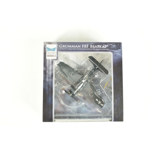 66 - SEVEN BOXED 1:72 SCALE SKY MAX DIECAST MODEL MILITARY AIRCRAFTS, to include a Hawker Tempest V, NV72... 