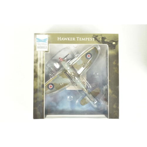 66 - SEVEN BOXED 1:72 SCALE SKY MAX DIECAST MODEL MILITARY AIRCRAFTS, to include a Hawker Tempest V, NV72... 