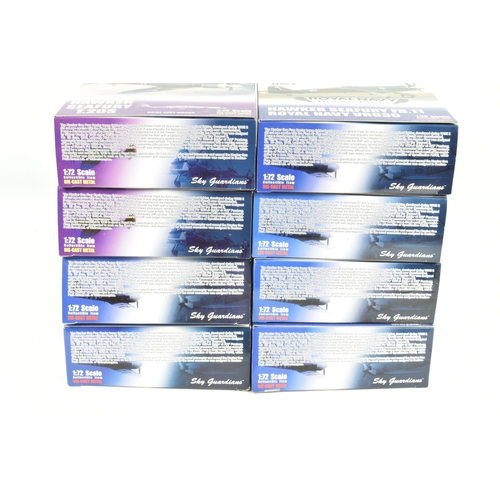 67 - EIGHT BOXED 1:72 SCALE SKY GUARDIANS HAWKER SEAFURY DIECAST MODEL AIRCRAFTS, the first a FB.11 WE683... 