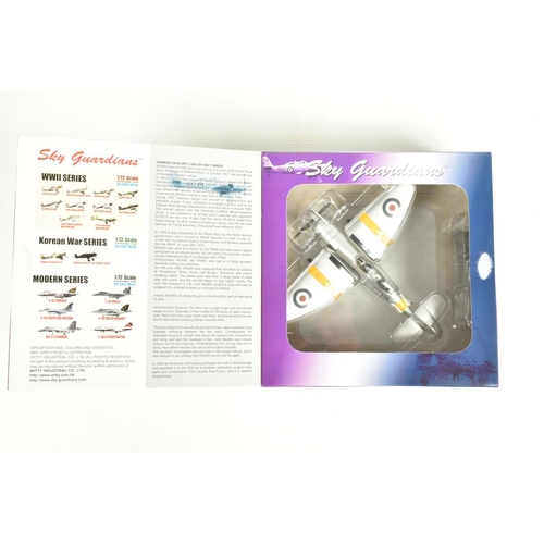 67 - EIGHT BOXED 1:72 SCALE SKY GUARDIANS HAWKER SEAFURY DIECAST MODEL AIRCRAFTS, the first a FB.11 WE683... 