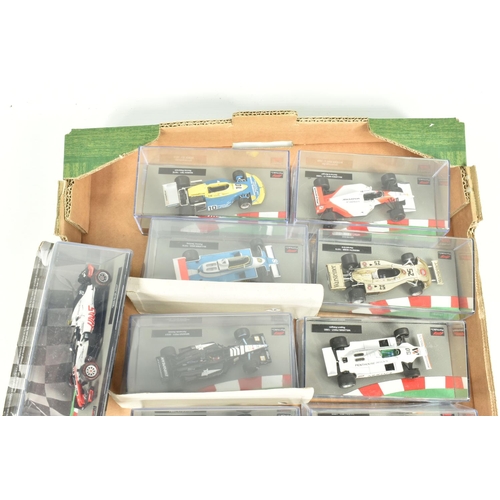 72 - TWO TRAYS OF DISPLAYED FORMULA 1 CARS AND MATCHING FORMULA 1 THE CAR COLLECTION MAGAZINES, an almost... 