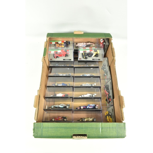 72 - TWO TRAYS OF DISPLAYED FORMULA 1 CARS AND MATCHING FORMULA 1 THE CAR COLLECTION MAGAZINES, an almost... 