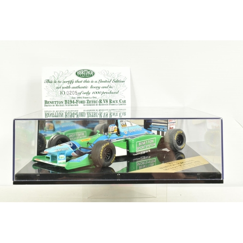 74 - TWELVE 1:24 SCALE DIECAST MODEL CARS, to include a Heritage Benetton Ford B194 with authentic livery... 