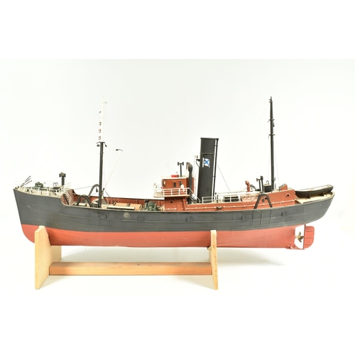 77 - A CONSTRUCTED WOODEN RADIO CONTROL MODEL KIT OF A FISHING TRAWLER, has been constructed and finished... 